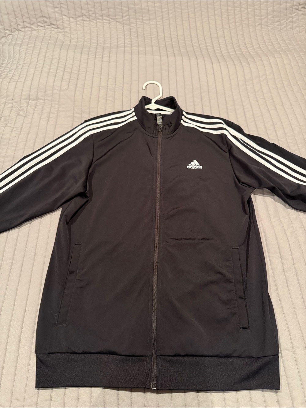 adidas Black Track Jacket with White 3-Stripes Men’s M